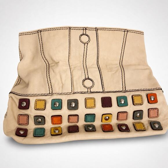 Fossil Handbags - Vintage Fifty Four by FOSSIL Ivory Butter Leather Y2K Folding Magnetic Hand Bag